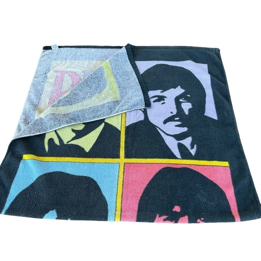 VTG Jay Franco The Beatles Warhol Style Beach Towel Colorful Pop Art 30x60 FLAWS